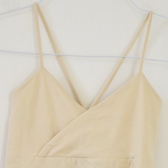 Beige Surplice Splice Faux Wrap Cami Tank Top | Size S - Picture 3 of 5